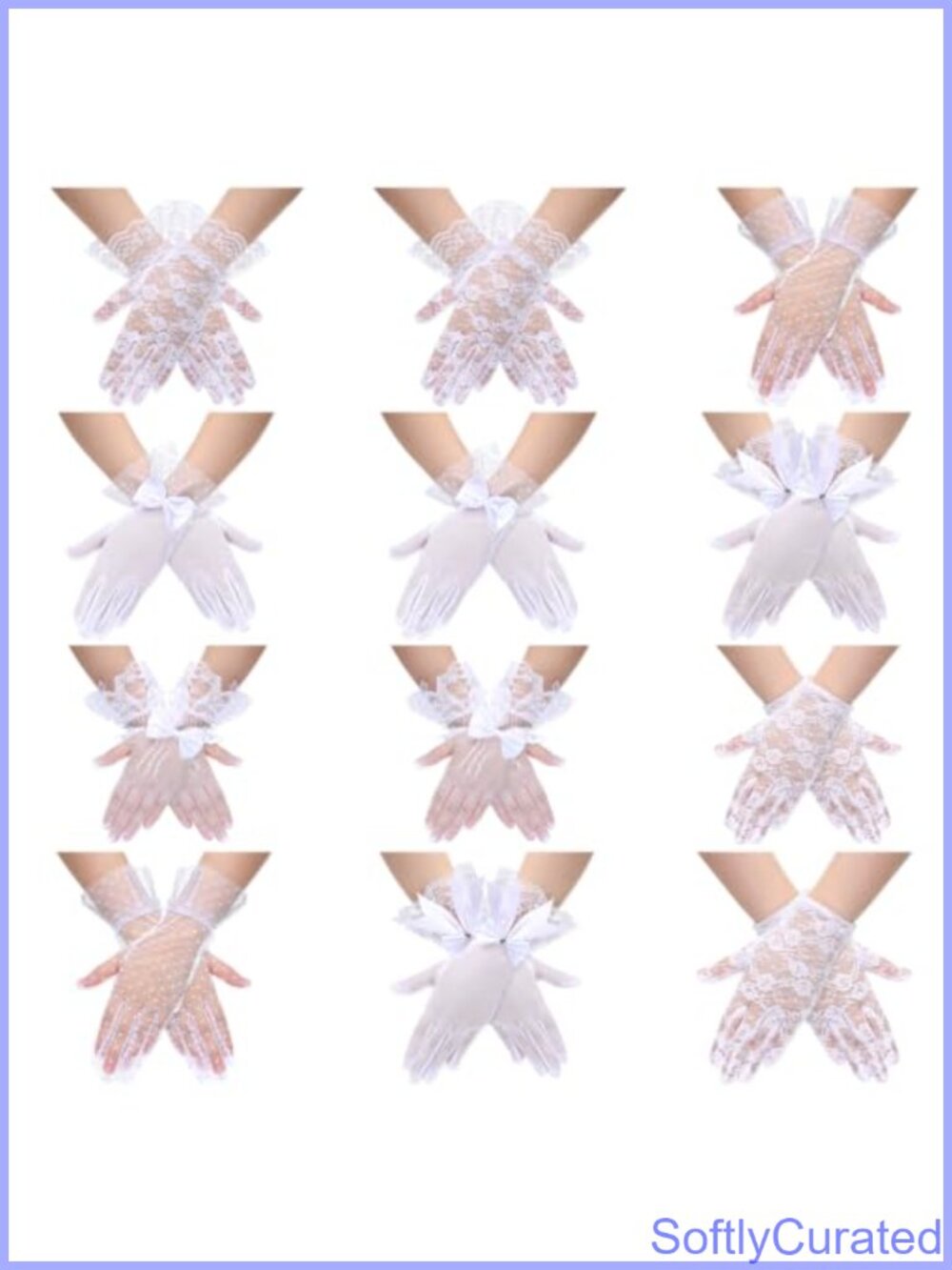 Lace Tea Party Gloves 12 Pairs Elegant Vintage Wedding Formal Short Gloves